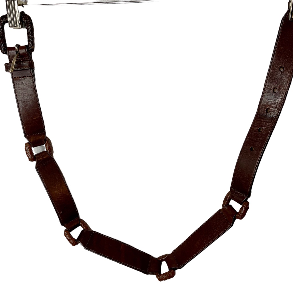 Fossil Leather Woven Square Belt Sz S — image 4 of 8